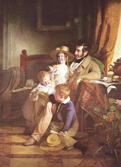 Friedrich von Amerling Portrat des Rudolf von Arthaber und seiner Kinder china oil painting image